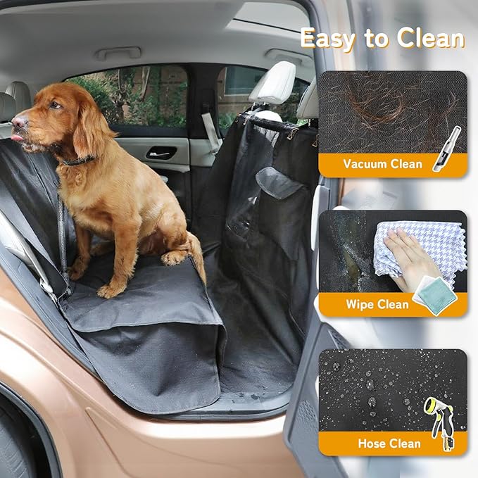 Full-Coverage Dog Seat Cover for Back Seat, 600D Ripstop Dog Hammock for Car,100% Waterproof CarSeat Protector, Suv Cargo Liner for Dogs, Armrest&amp;Child Car Seat Accessible,Install Once,Stay Put