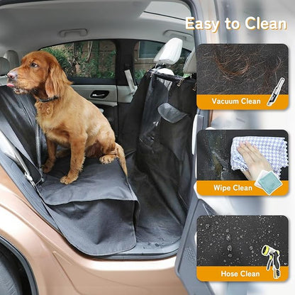 Full-Coverage Dog Seat Cover for Back Seat, 600D Ripstop Dog Hammock for Car,100% Waterproof CarSeat Protector, Suv Cargo Liner for Dogs, Armrest&amp;Child Car Seat Accessible,Install Once,Stay Put