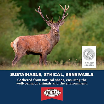 Primal Antlers for Dogs, Grade A Split Elk Antlers for Large Canines 45-60 lb, Natural Chews for Aggressive Chewers, Naturally Shed, Long Lasting Dog Bones, 1 ct