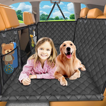 URPOWER Back Seat Extender for Dogs - Hard Bottom Dog Car Seat Cover Holds 420 lbs, Waterproof Dog Hammock Dogs Bed for Cars, SUVs &amp; Small Trucks, Pet Backseat Protector with Mesh Window &amp; Large Space