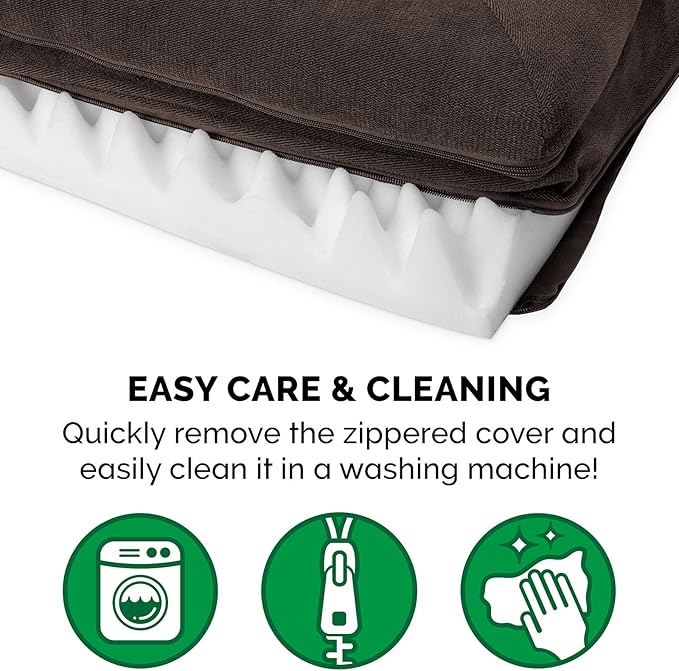 Furhaven Orthopedic Dog Bed for Large Dogs w/ Removable Bolsters &amp; Washable Cover, For Dogs Up to 95 lbs - Sherpa &amp; Chenille Sofa - Coffee, Jumbo/XL