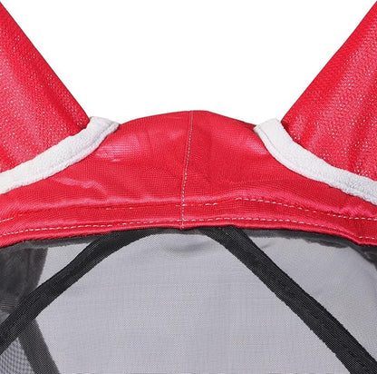 Harrison Howard CareMaster Pro Luminous Horse Fly Mask Large Eye Space Standard with Ears UV Protection for Horse Red XL Extra Full