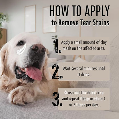 Tauro Pro Line Clay Tear Stain Remover for Dogs - Shield Mask for Eyes, Ears, Mouth, Gentle Grooming Product for Dogs, Puppy &amp; Cat (Stainless Look - 1.69 Fl Oz)