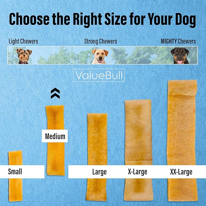 ValueBull Himalayan Yak Cheese Dog Chews, Medium, 50 ct Bulk Pack - Long Lasting for Aggressive Chewers, All Natural, Healthy &amp; Safe, Low Odor Nepal Yak Milk Chews