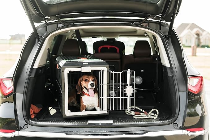 USA Pet Carrier &amp; Crate 26" - Premium Collapsible Design for Medium Cats and Dogs - Portable Kennel for Indoor/Outdoor Use - 360-Degree Ventilation &amp; Hard Plastic Wall Protection