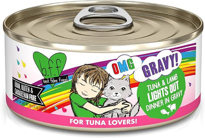 B.F.F. OMG - Best Feline Friend Oh My Gravy!, Tuna &amp; Lamb Lights Out with Tuna &amp; Lamb, 5.5oz Can (Pack of 8)