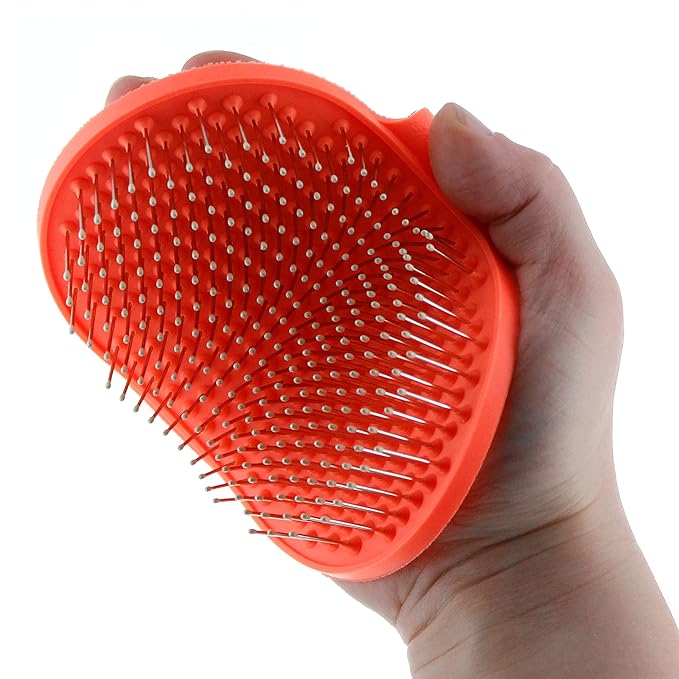 Raw Paws Grooming Brush, 1 ct - Hand-Held Rubber Tipped Pin Brush for Dogs &amp; Cats - Deshedding Dogs with Short Hair &amp; Long Hair - Dog Grooming