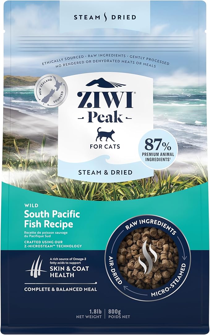 ZIWI Peak Steam &amp; Dried Cat Food – Wild South Pacific Fish - High Protein, Skin &amp; Coat Health, Low Carb, for All Life Stages (28.8oz)