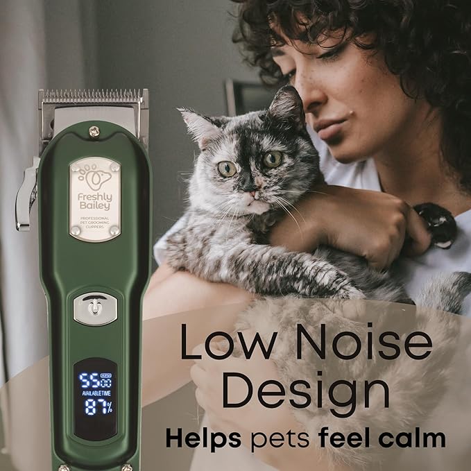 Cat Clippers for Matted Hair - Matted Cat Fur Remover - Low Noise Grooming Trimmer &amp; Shaver | Pet Clippers for Long Hair Cats | Professional Pet Shaver with Detachable Guards