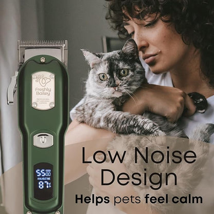 Cat Clippers for Matted Hair - Matted Cat Fur Remover - Low Noise Grooming Trimmer &amp; Shaver | Pet Clippers for Long Hair Cats | Professional Pet Shaver with Detachable Guards