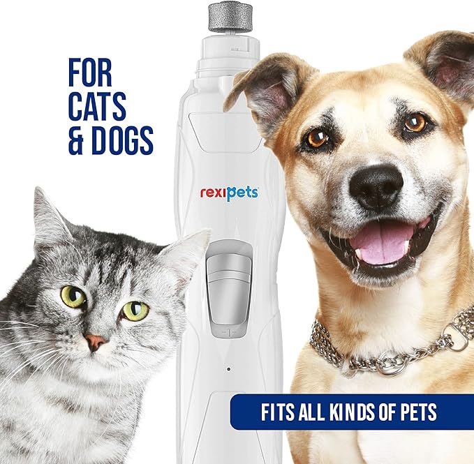 Cat and Dog Nail Grinder - Rechargeable Electric Pet Nail Clipper &amp; Trimmer- Painless Paws Grooming - Quiet 2-Speed Motor. 3 Size Ports for Small, Medium, Large Pets- Up to 4 Hours of Charge