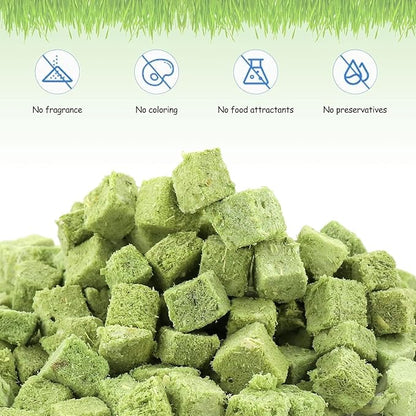HavenJanny 60g Cat Grass Treats for Cats, Freezed Drying Cat Grass Teething Stick Snacks for Kitty, Edible Cats Chew Toys for Teeth Cleaning and Hairball Removal