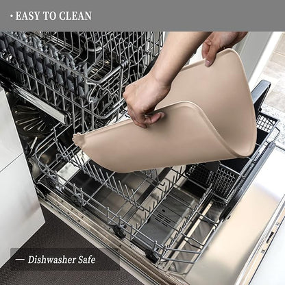 Waterproof Pet Feeding Mat with High Raised Edges, Heavier and Thicker Placemats for Cat Dog Water Bowl with BPA Free, Dogs Cats Food Mats for Messy Drinkers to Prevent Spill and Protect Floors
