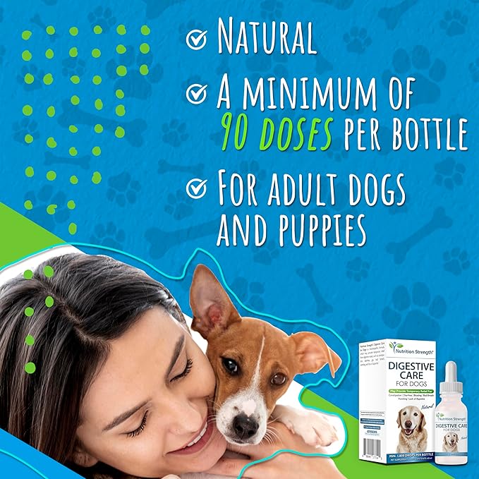 Digestive Care for Dogs, Natural Constipation Relief for Dogs and Puppies &amp; Support for Diarrhea, Bloating, Bad Breath, Vomiting, Lack of Appetite, 60 Milliliters