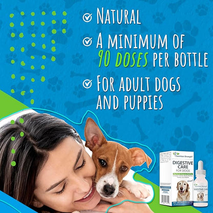 Digestive Care for Dogs, Natural Constipation Relief for Dogs and Puppies &amp; Support for Diarrhea, Bloating, Bad Breath, Vomiting, Lack of Appetite, 60 Milliliters