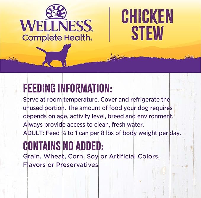 Wellness Complete Health Thick &amp; Chunky Natural Grain Free Canned Wet Dog Food, Chicken Stew, 12.5-Ounce Can (Pack of 12)