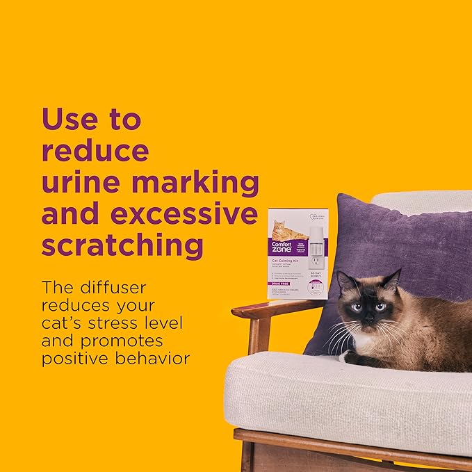 Comfort Zone 60 Day Starter Kit; 1 Multicat Diffuser &amp; 2 Refills; Cat Calming Pheromone; Reduce Stress, Aggression, Fighting, Urine Marking, Scratching