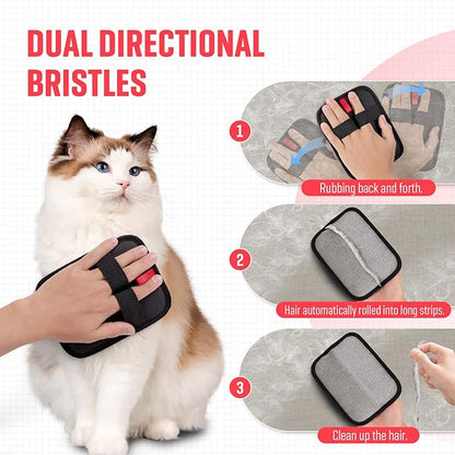 Pet Hair Remover, Electrostatic Pet Hair Removal Gloves, Reusable Cat &amp; Dog Hair Remover for Couch, Furniture, Carpet, Curtain, Upgraded Animal Fur Removal Tool, Cat Grooming Gloves-2 PCS