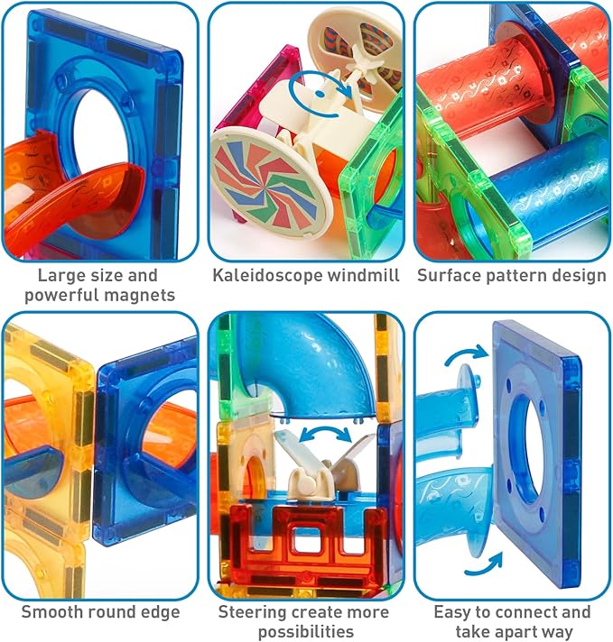 MAGBLOCK Magnetic Tiles 176Pcs Marble Run Children&
