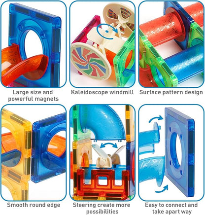 MAGBLOCK Magnetic Tiles 176Pcs Marble Run Children&