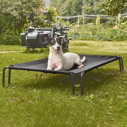 pettycare Outdoor Elevated Dog Bed Cot, Raised Dog Cots Beds, No Screws, Stable Frame &amp; Durable Supportive Teslin Recyclable Mesh, Breathable, Indoor and Outside Pet Beds, Fits up to 40 lbs