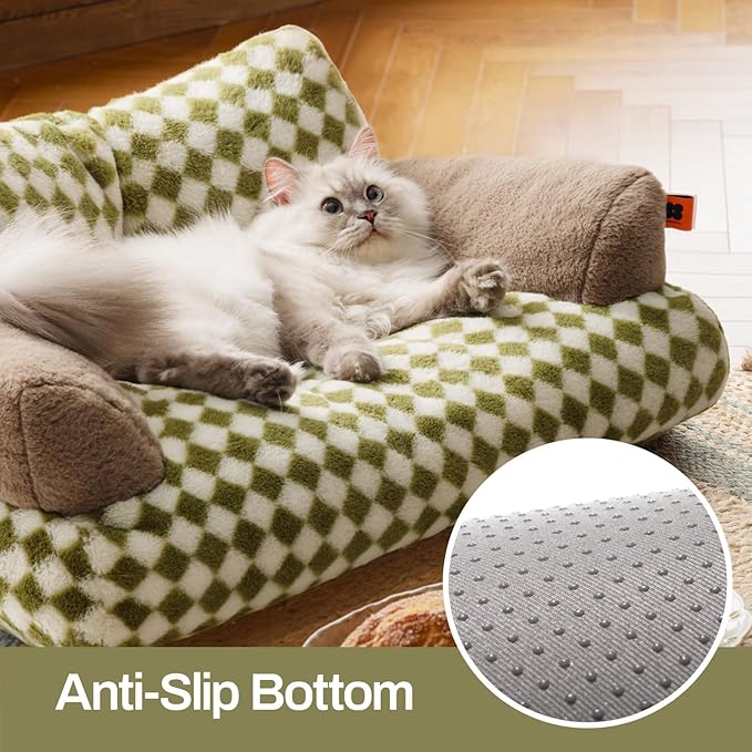 MEWOOFUN Cat Bed for Indoor Cats, Washable Dog Beds for Small Medium Dogs &amp; Cats, Fluffy Cat Couch with Non-Slip Bottom (Green, 26.0" L X 19.0" W X 13.0" Th)