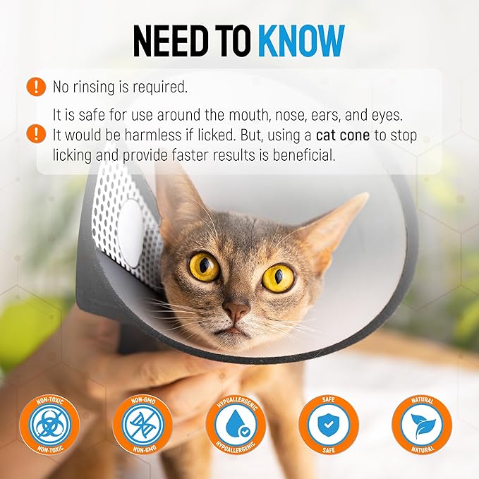 Cat Wound Care Spray with Silver – Wounds, Rashes, Hot Spots, Itch, Scratching, Irritation, Bites &amp; Burns – Use a Cat Cone to Prevent Licking – Safe Formula – 4 Oz