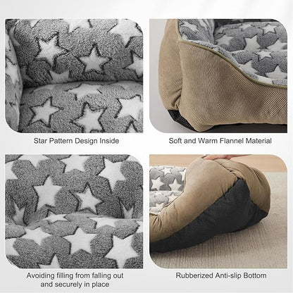 SIWA MARY Orthopedic Dog Bed Medium Size, Washable Waterproof Sofa With Non-Slip Bottom, Comfort for Medium Dogs, M(30"x24"x9") Brown