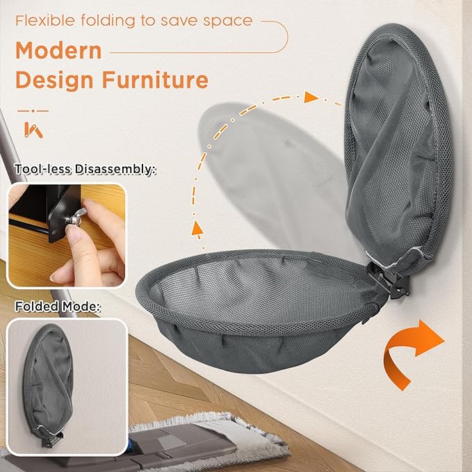 Cat Hammock Wall Mounted, Foldable &amp; Stable Cat Beds- Breathable Cat Wall Shelves for Sleeping, Playing, Climbing, and Lounging - Maximum Hold Up to 30lb (Gray)