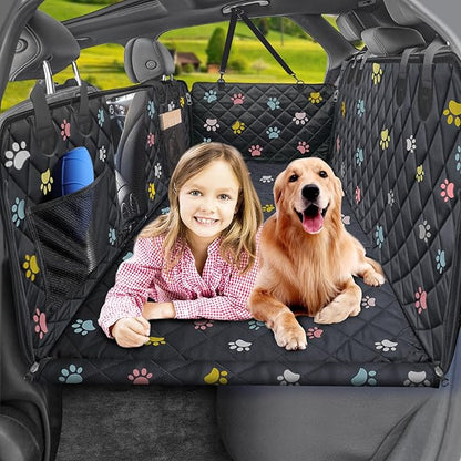 URPOWER Back Seat Extender for Dogs - Hard Bottom Dog Car Seat Cover Holds 400 lbs, Waterproof Dog Hammock Dogs Bed for Cars, SUVs &amp; Small Trucks, Pet Backseat Protector with Mesh Window &amp; Large Space