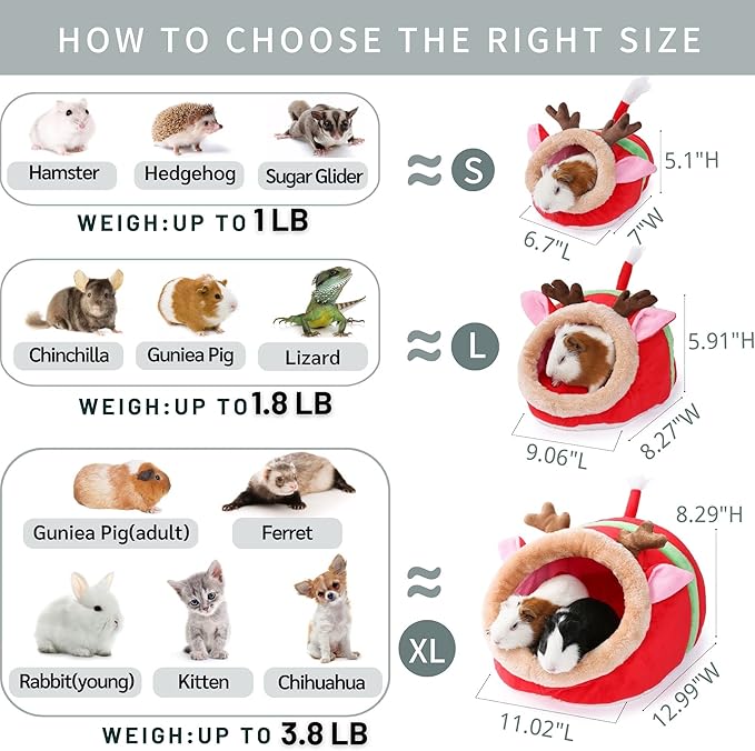 JanYoo Ferret Bed - House Hide &amp; Cage Accessories (S, Reindeer)