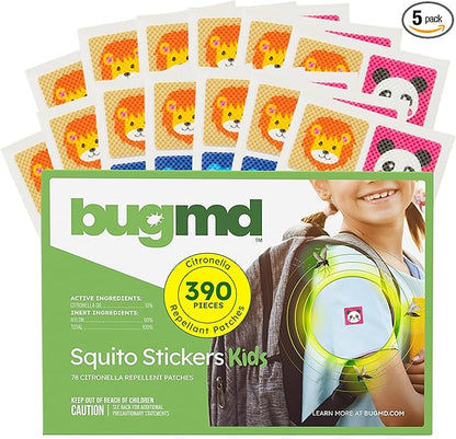 BugMD Squito Stickers Mosquito Repellent Patch Stickers for Kids (390 Patches), Safe &amp; Effective Insect Repellent Patches for Toddlers, Kids, Camping, Beach &amp; Outdoor Essentials
