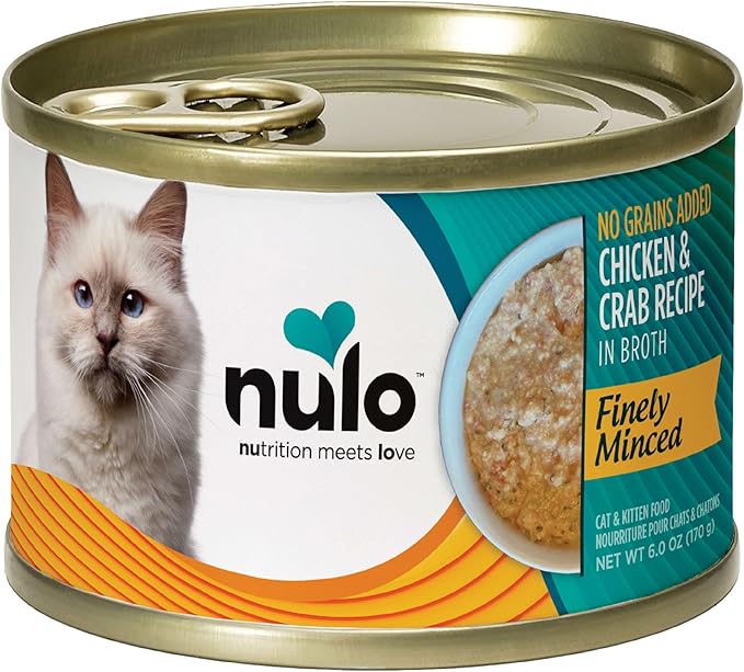 Nulo Finely Minced Chicken &amp; Crab Flavor Wet Canned Cat Food, 6.0 Ounce (Pack of 8)
