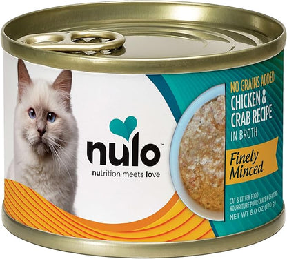 Nulo Finely Minced Chicken &amp; Crab Flavor Wet Canned Cat Food, 6.0 Ounce (Pack of 8)