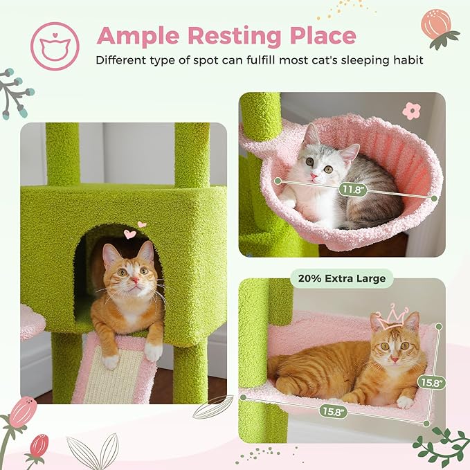 PEQULTI Tall Cat Tree Floor to Ceiling Cat Tower Adjustable Height (90.5&