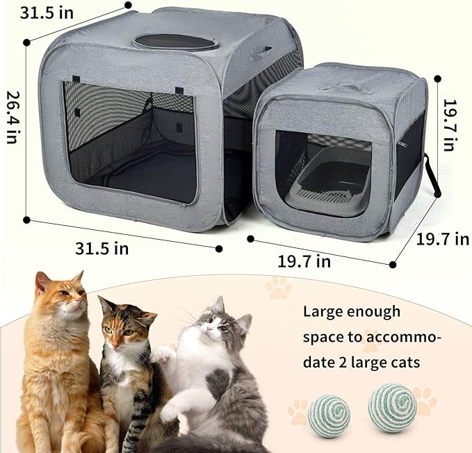 Portable Large Cat Playpen for Outdoor &amp; Indoor Cats Cage, Large Foldable Cat Tent, Fit Puppy, Dogs, Pets