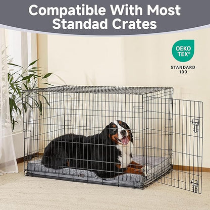 OhGeni Orthopedic Waterproof &amp; Machine Washable Dog Bed for Extra Large Pets, Suitable for Crates, Cat Mat with 25D Egg Crate Foam, Non-Slip Bottom &amp; Removable Cover, Invisible Zipper, 47 Inches(Gray)