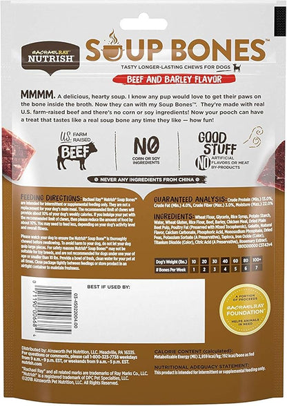 Rachael Ray Nutrish Dog Chews Soup Bones With Real Beef &amp; Barley, 24 Dog Treats