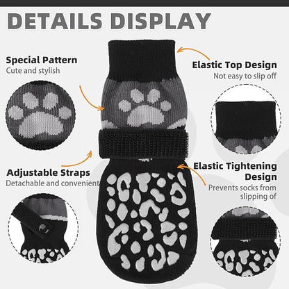 KOOLTAIL Dog Socks for Hot/Cold Pavement to Prevent Licking Paws Scratching,Anti Slip Pet Boots&amp;Paw Protector for Hardwood Floors,Traction Control Grip Booties for Small Medium Large Senior Dogs M