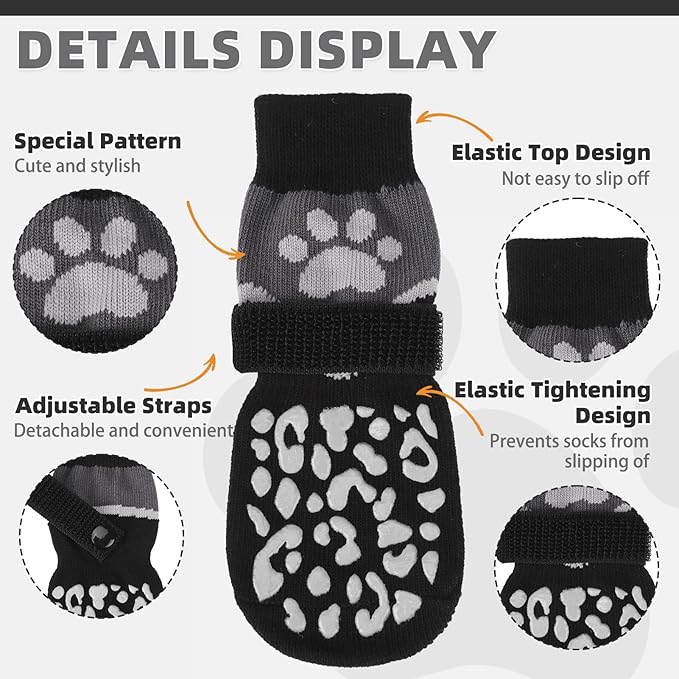 KOOLTAIL Dog Socks for Hot/Cold Pavement to Prevent Licking Paws Scratching,Anti Slip Pet Boots&amp;Paw Protector for Hardwood Floors,Traction Control Grip Booties for Small Medium Large Senior Dogs S