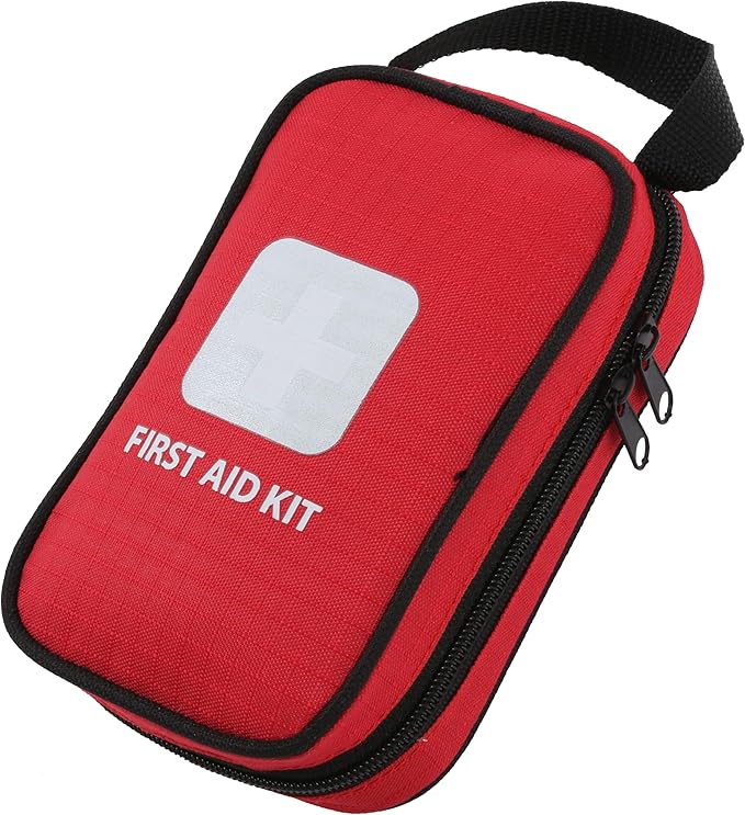 Thrive First Aid Safety Kit - 100-Piece Bag - Compact Waterproof Rip-Stop Nylon Pouch - Multi-Size Bandages, Antiseptic Wipes &amp; Safety Pins for Car &amp; Travel