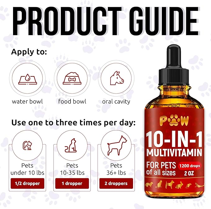Liquid Multivitamin for Dogs – Daily Glucosamine, Vitamin B, C &amp; D3 Support – Cat Vitamins for Indoor Cats to Care for Joints &amp; HIPS, Skin &amp; Coat, and Gut – Help with Allergies &amp; UTIs – 2 Oz