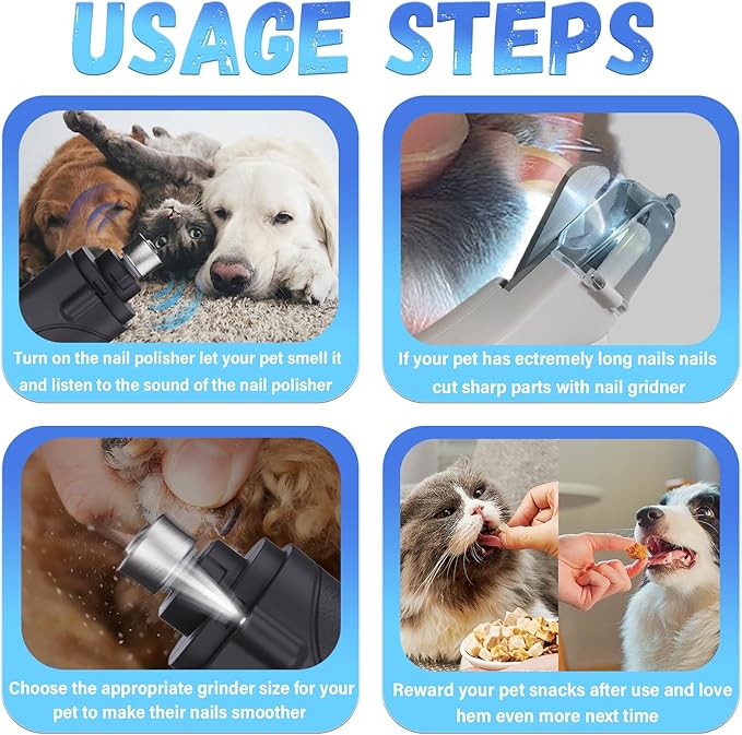 2 in 1 Dog Nail Clippers and Grinder with Lights &amp; Cat Nail Clipper for Large Medium Small Dogs Cats Nail Trimmers USB Rechargeable with 2 LED Lights Dog Claw Care for Non-Black Nails