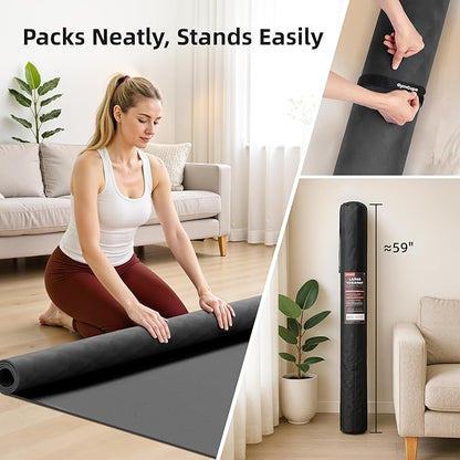 Extra Large Yoga Mat - 72"x35", 72"x48", 78"x57" - Wide TPE Exercise Mat for Home, Stretching, Couples &amp; Family Workouts - 6-12mm Thick, Non-Slip &amp; Waterproof - with Carry Bag and Straps