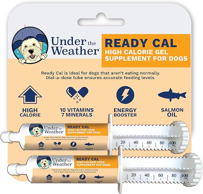 Under the Weather Pet | Ready Cal for Dogs 100cc | High Calorie Supplement | Dog Weight Gainer and High Calorie Booster | 10 Vitamins, 7 Minerals &amp; Omega Fatty Acids (2 Pack)