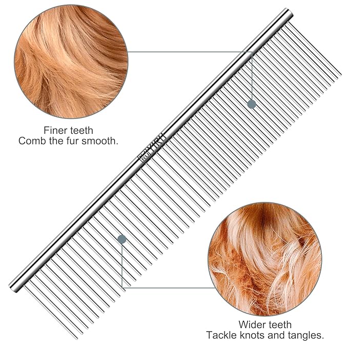 YIRU Dog Cat Grooming Combs,Large Steel Comb for Knots,Mats &amp; Loose Hair Removal,Professional Grooming Comb for Dogs Cats