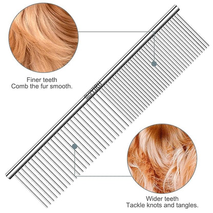 YIRU Dog Cat Grooming Combs,Large Steel Comb for Knots,Mats &amp; Loose Hair Removal,Professional Grooming Comb for Dogs Cats