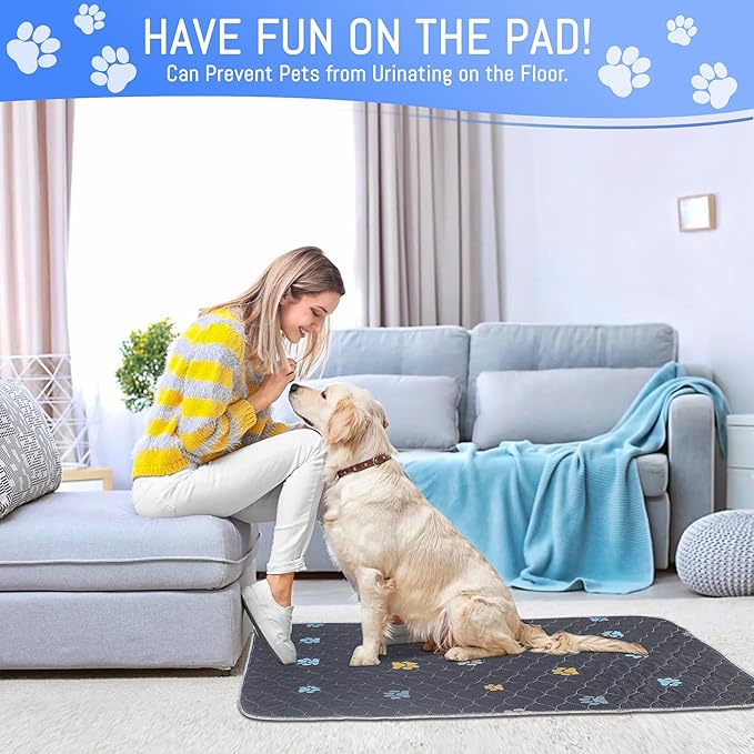 Aitmexcn Washable Puppy Dog Pee Pad, 100% Waterproof Whelping Training Mat for Puppy/Senior Dog, Fast Drying Reusable Puppy Pads for Indoor, Outdoor and Car Travel- 72&