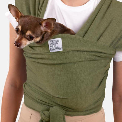 Dog Sling Carrier for Small Dogs - Anti-Anxiety Cat Sling, Puppy Pouch - Pet Sling in Gray Black Blue Green Pink Yellow (Green, Standard)