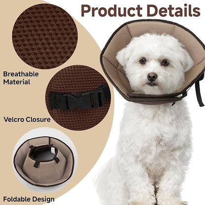 Dog Cone Collar L, Soft Cones for Large Medium Small Dogs,Adjustable Dog Cone Alternative to Stop Licking, Comfy Elizabethan Collar for After Surgery Wound Healing &amp; Hot Spots Brown